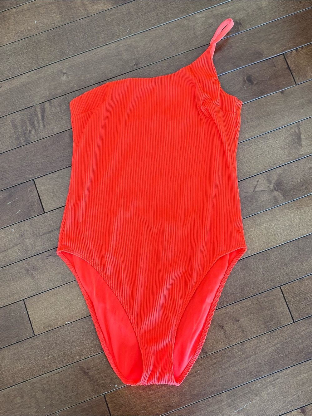 Hollister One-Shoulder Ribbed One-Piece Swimsuit - Orange XL